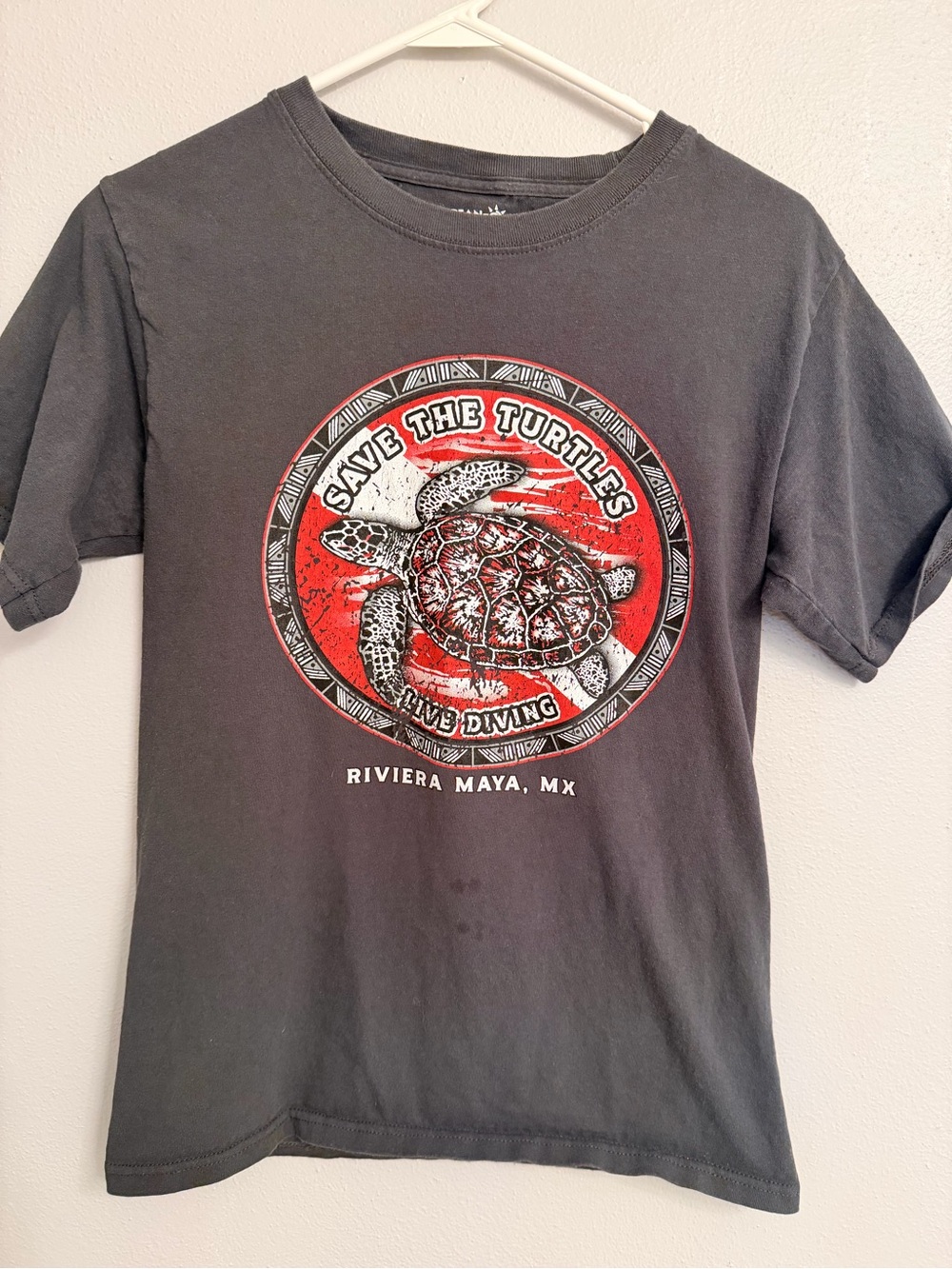 Caribbean Save The Turtles Tee - Black with Red and White Graphic